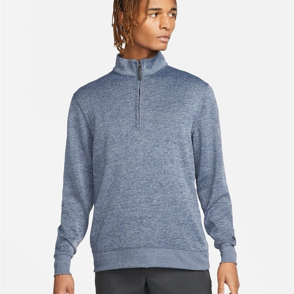 Nike Men's Blue Heather Zip-Up Sweater